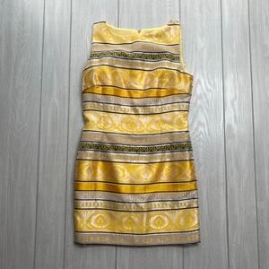 Chetta B Women's Yellow Black & White Cocktail Sheath Dress Size 4